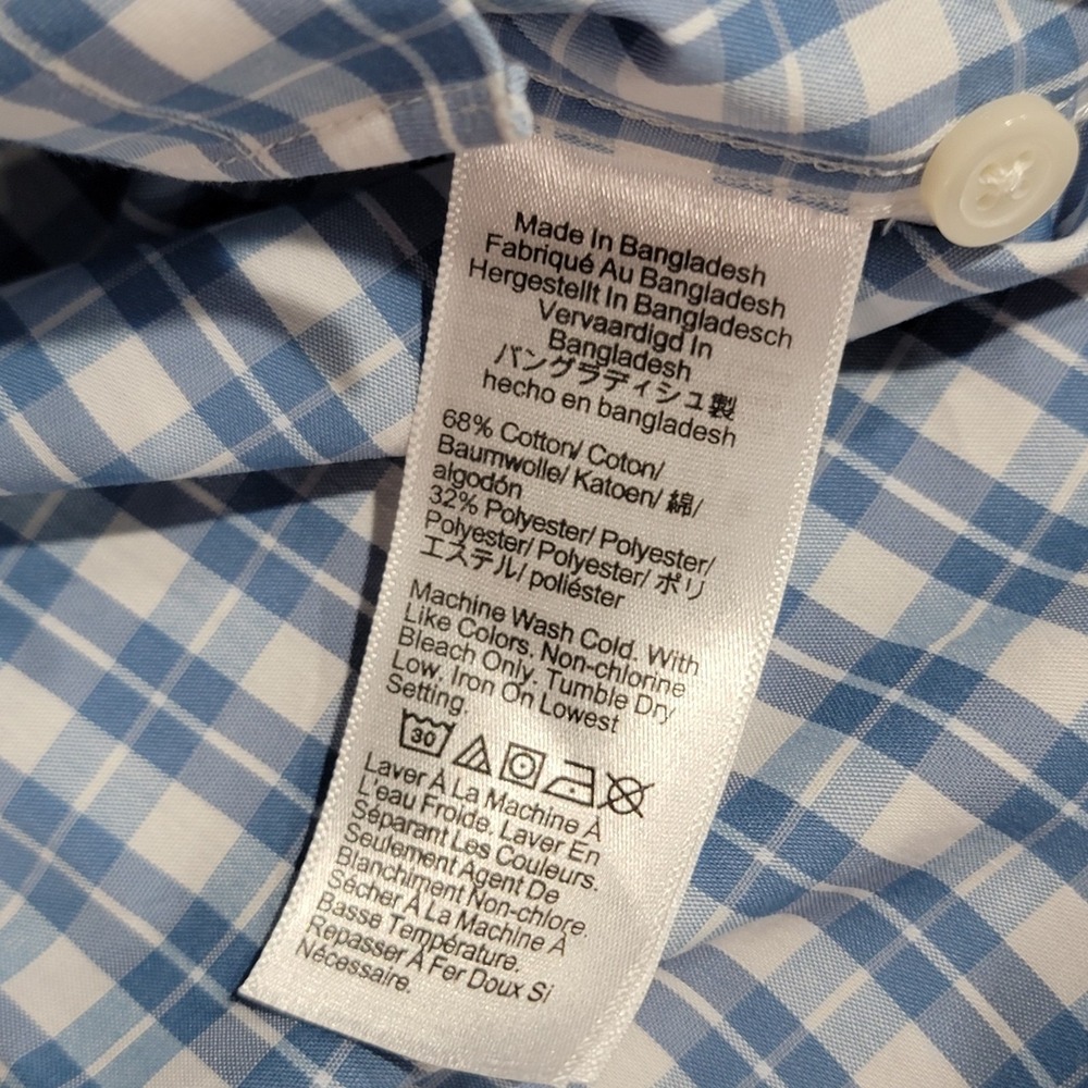 J Crew Shirt Men Small Blue Plaid Slim Fit Performance Cotton Blend Casual NWT - Picture 5 of 10